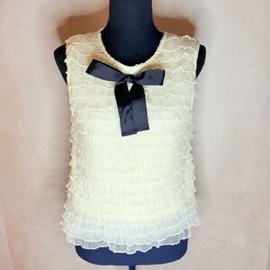 Anthropologie Women’s Tassel Bow Tiered Ruffle Tank Size S/M